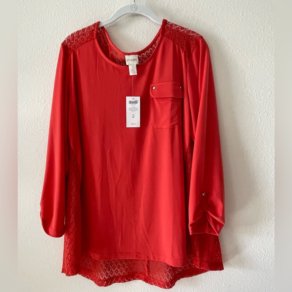 🆕 Chico’s lace-back basic style top $69 size: Large